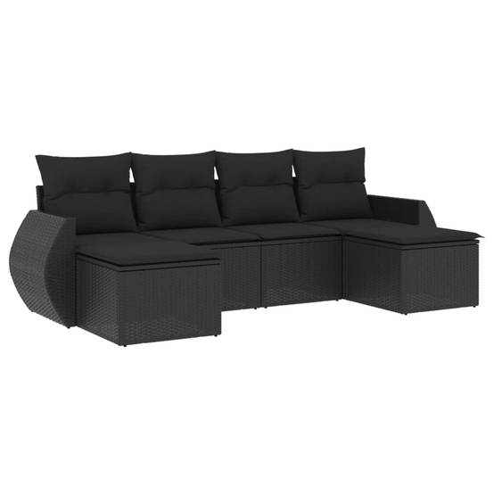ComfortXL - Petit Salon de Jardin 6 Places Résine Tressée Modulable avec Repose-Pieds pour Balcon Noir 6 Pièces – ComfortXL Outdoor Living - Image 2