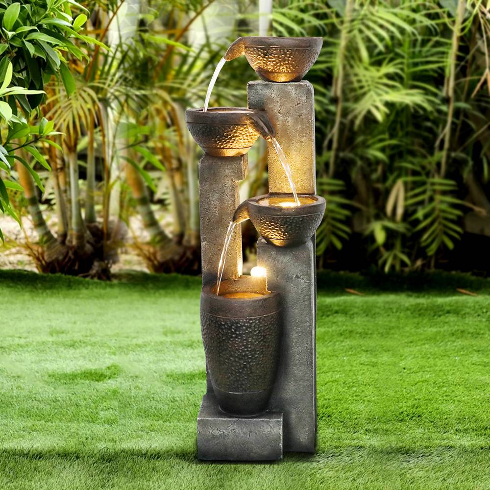 Fontaine de jardin 102 cm en résine avec pots superposés et