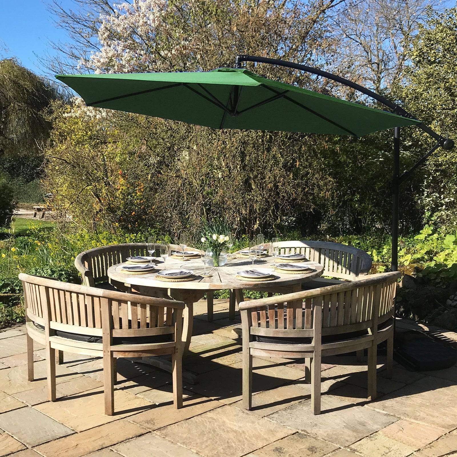 Monstershop - Parasol Cantilever Vert & Base Carrée 3m x 3m x 2.5m - Image 4