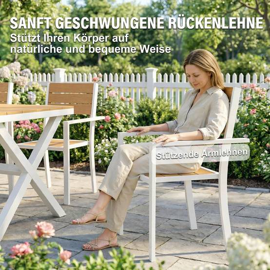 Salon de jardin aluminium et composite teck 160 x 86 x 72 cm - PANGIVO - Image 10