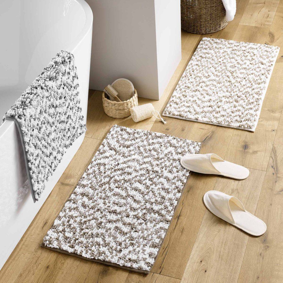 Tapis de Bain "Friza" 45x75cm Sable & Marron - Image 4