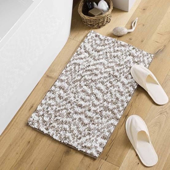 Tapis de Bain "Friza" 45x75cm Sable & Marron - Image 5
