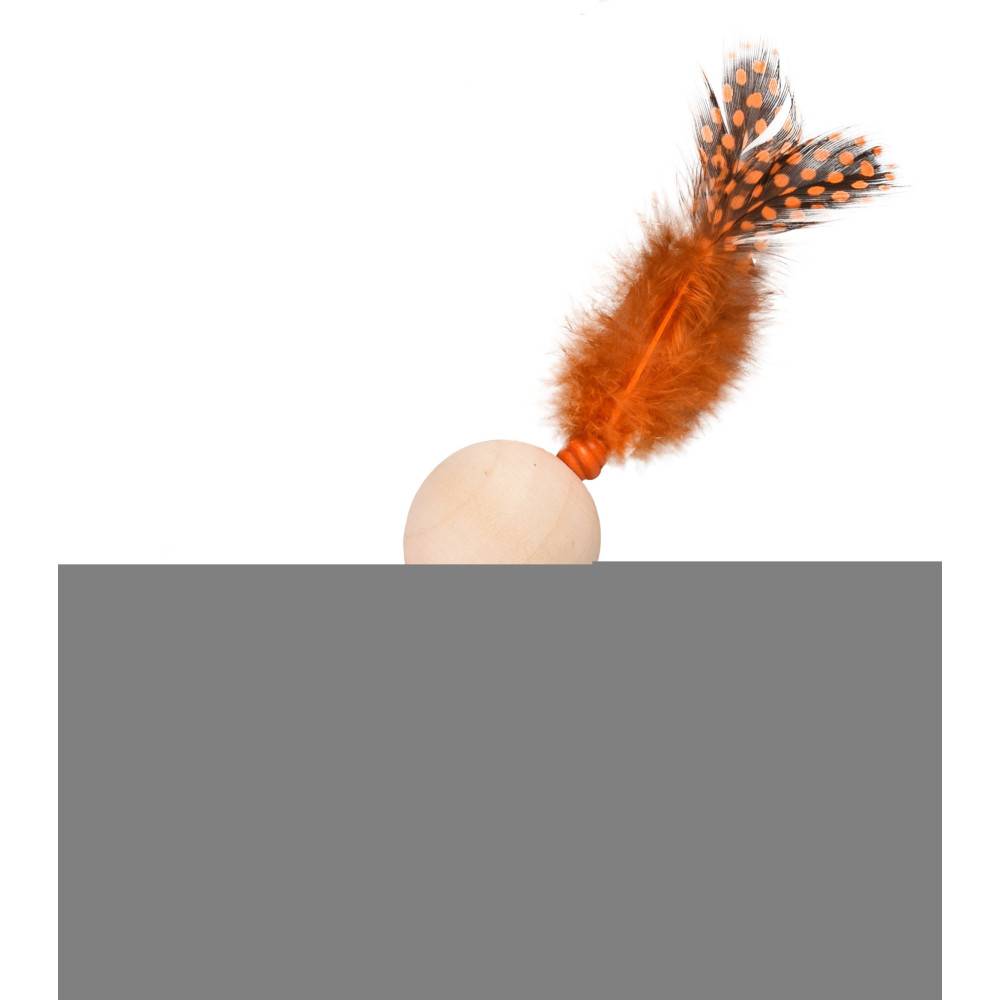Flamingo - Jouet 1 Balle en bois avec plume 13 x 4 cm jouet pour chat couleur aléatoire. - Image 5