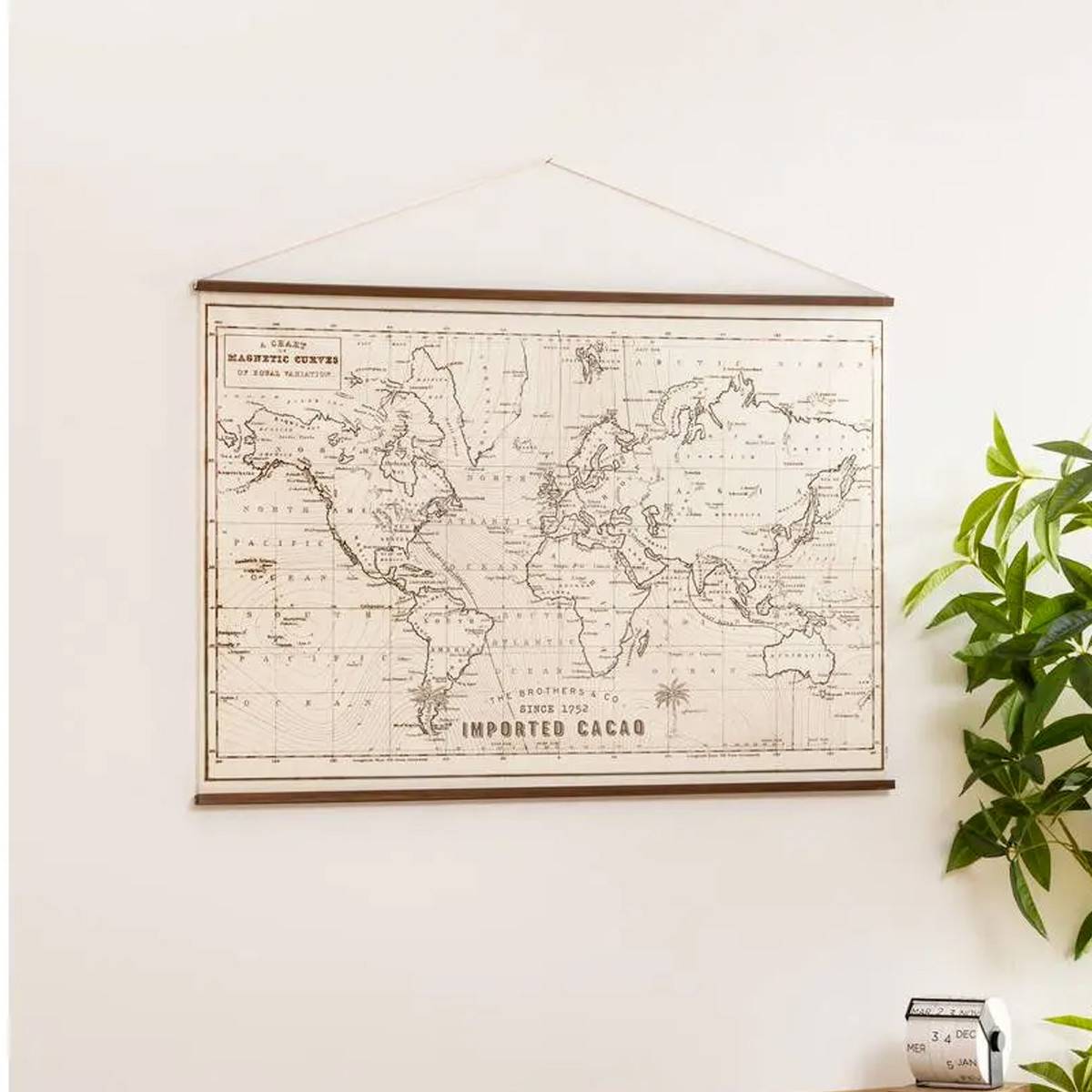 Atmosphera - Déco Murale à Suspendre "Carte du Monde" 110cm Blanc - Image 2