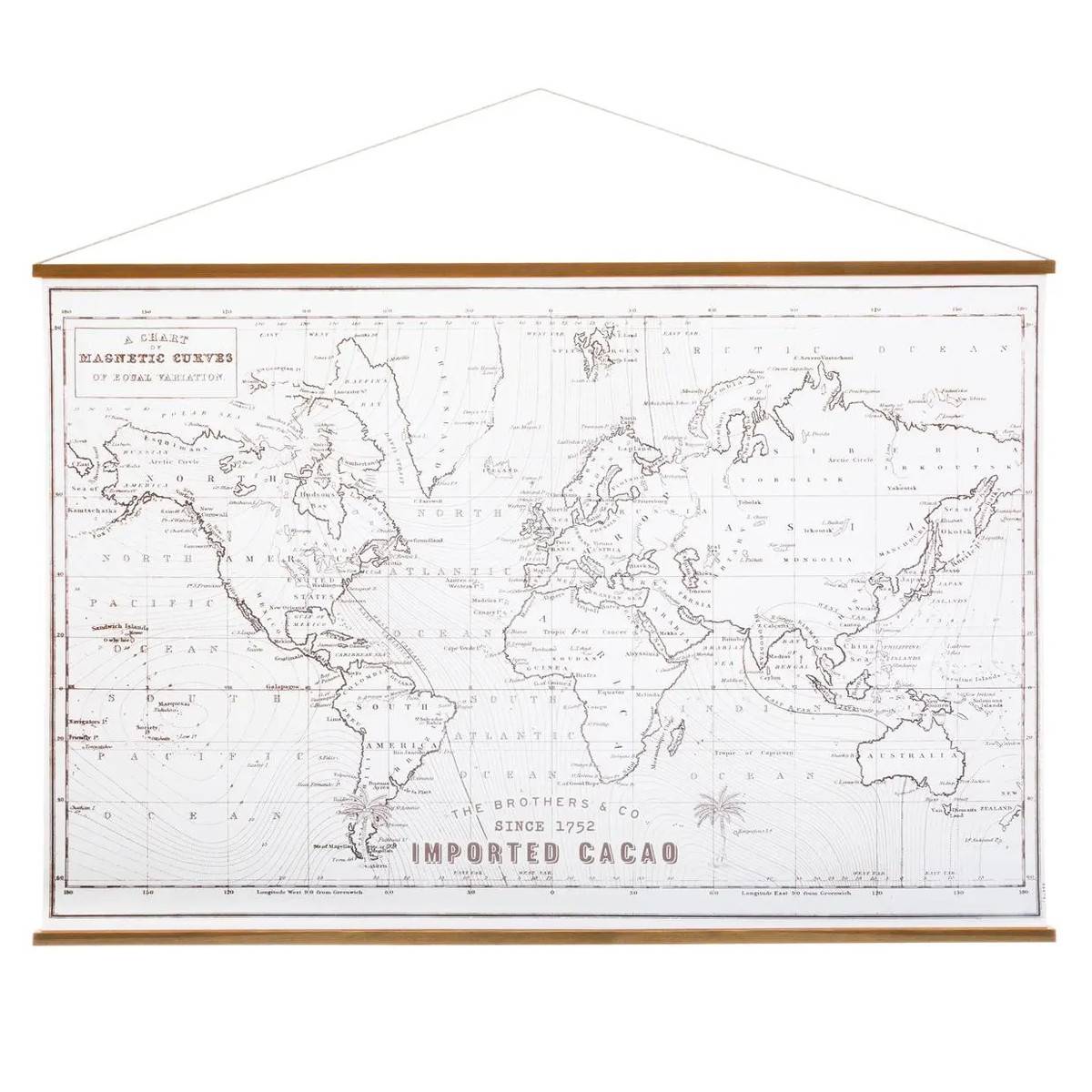 Atmosphera - Déco Murale à Suspendre "Carte du Monde" 110cm Blanc - Image 1