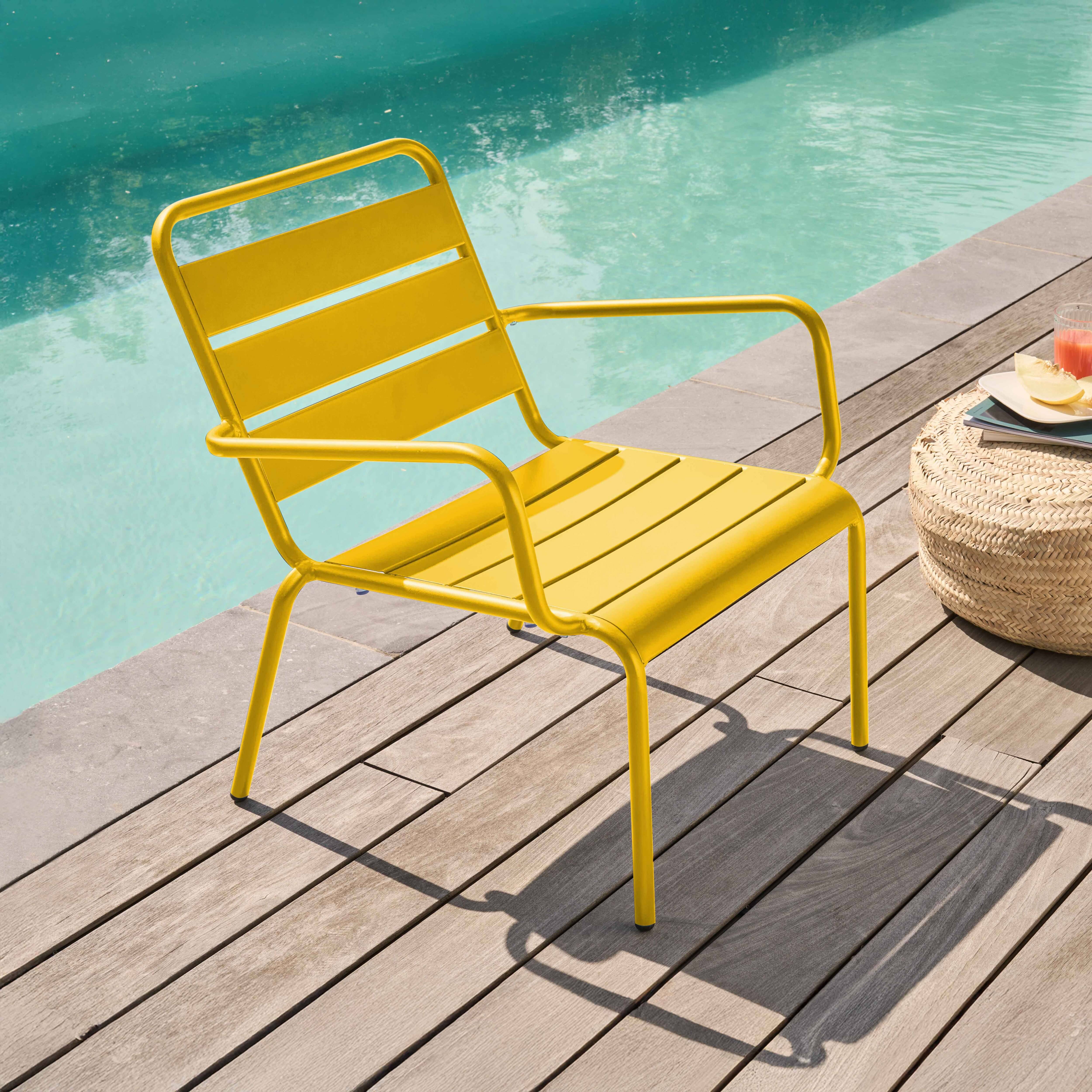 Oviala - Fauteuil de jardin bas relax acier jaune Palavas - Oviala - Image 2