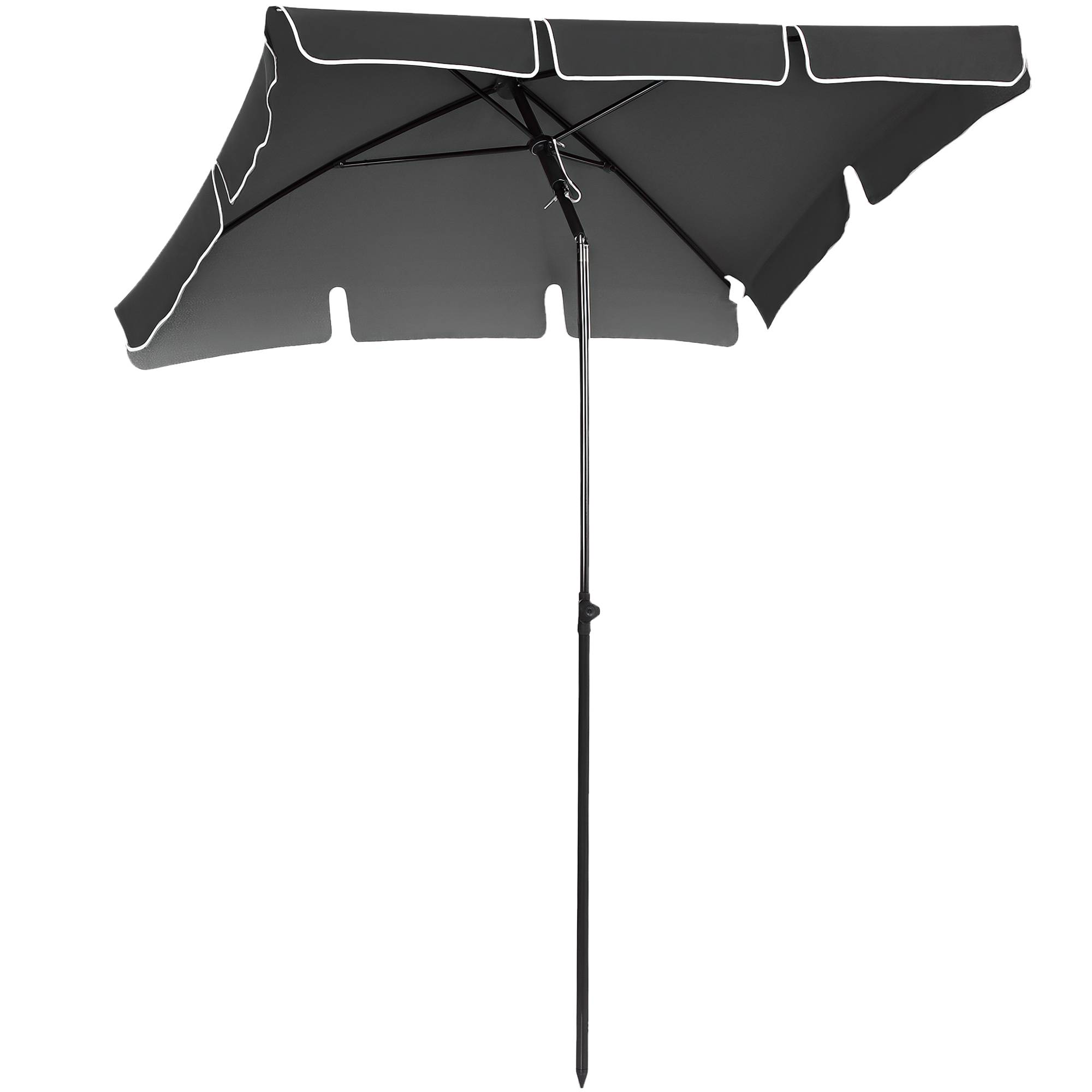 Parasol de jardin Parasol droit rectangulaire inclinable alu métal polyester haute densité 2 x 1,3 m gris - Image 1
