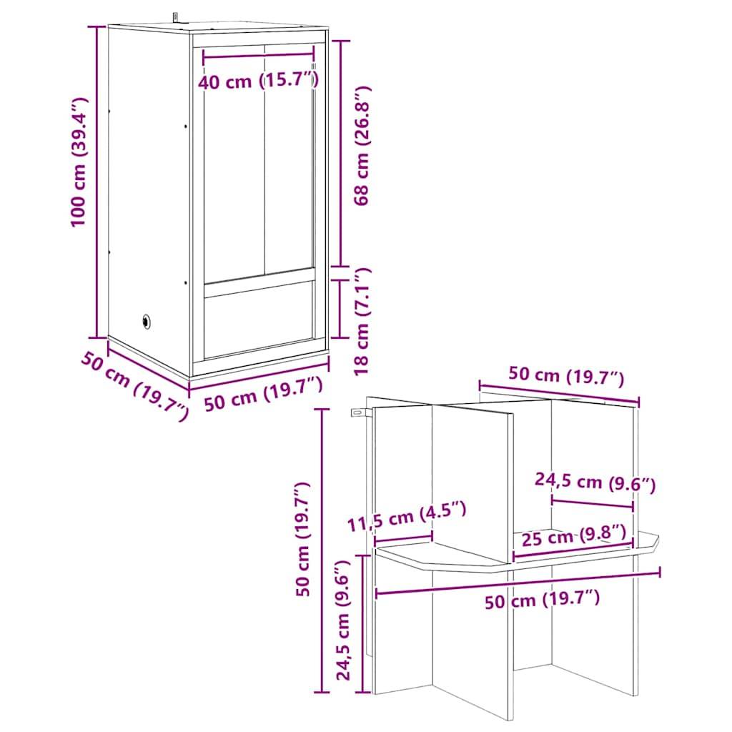 Vidaxl - Terrarium Marron 50 x 50 x 150 cm OSB vidaXL 3397889 - Image 3