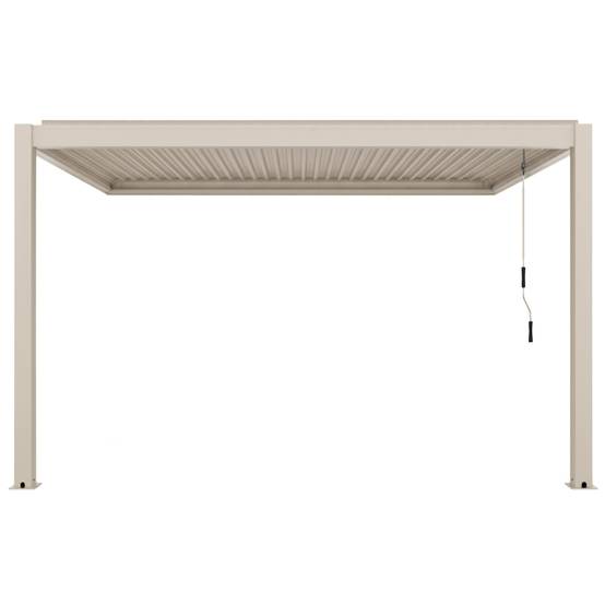Oviala - Pergola bioclimatique adossée 3x4m et 2 stores bois crème Oia - Oviala - Image 5
