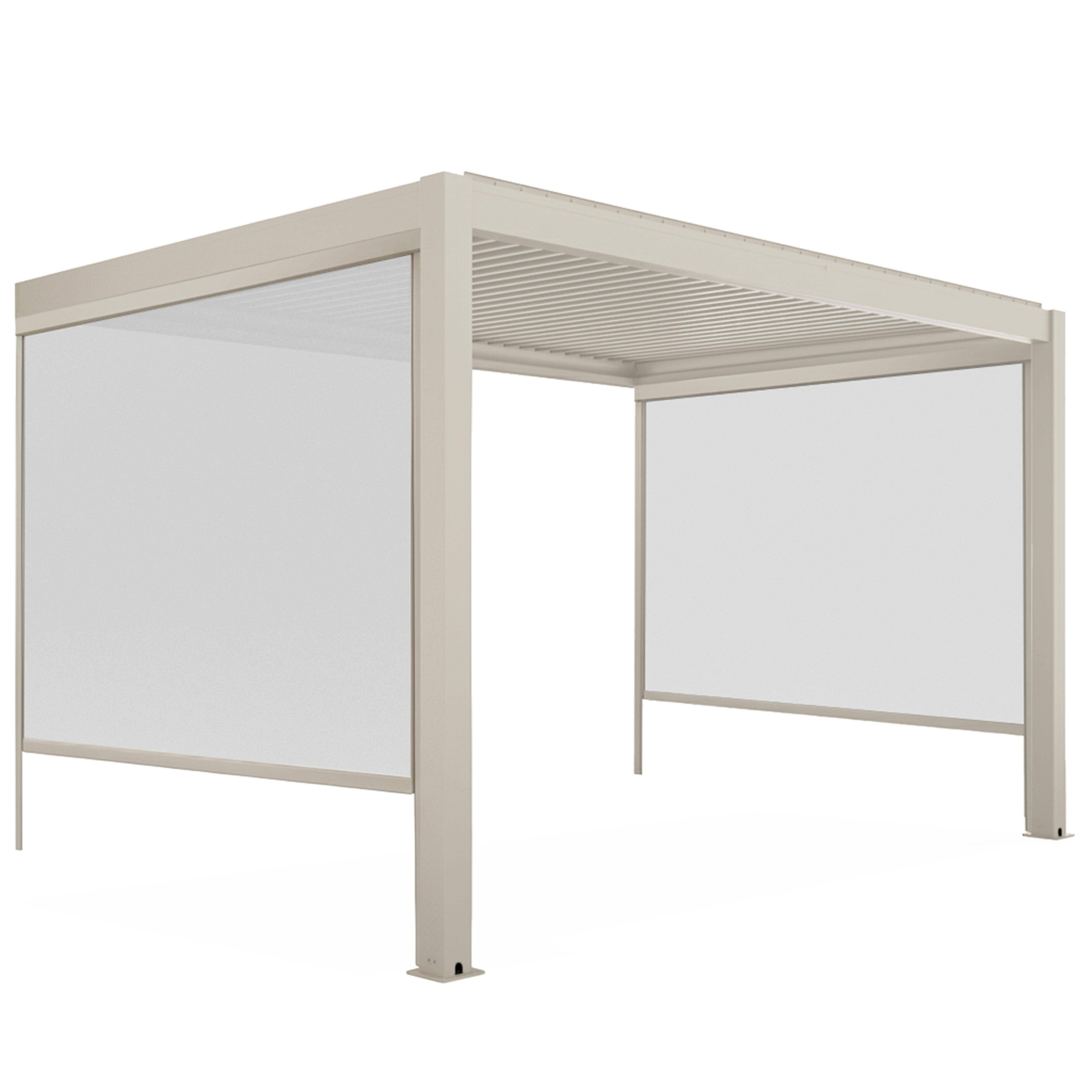 Oviala - Pergola bioclimatique adossée 3x4m et 2 stores bois crème Oia - Oviala - Image 2