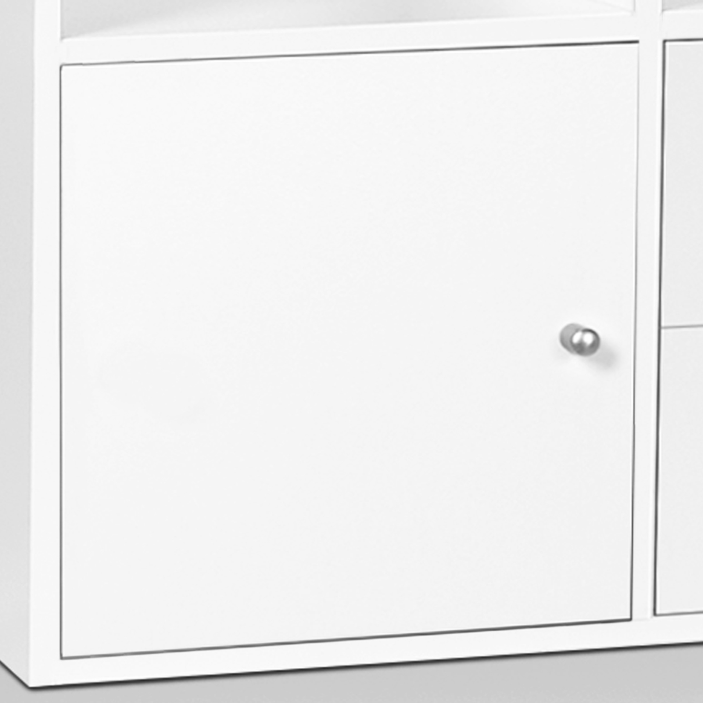 Meuble de rangement en escalier LIAM 3 niveaux bois blanc fond gris avec porte et tiroirs - Image 3