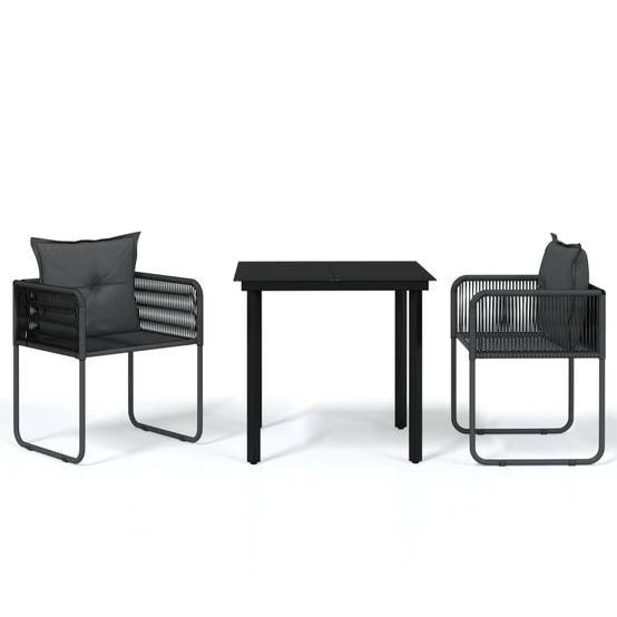 ComfortXL - Ensemble Repas de Jardin 2 Personnes Table Verre Acier Noir – ComfortXL Outdoor Living - Image 2