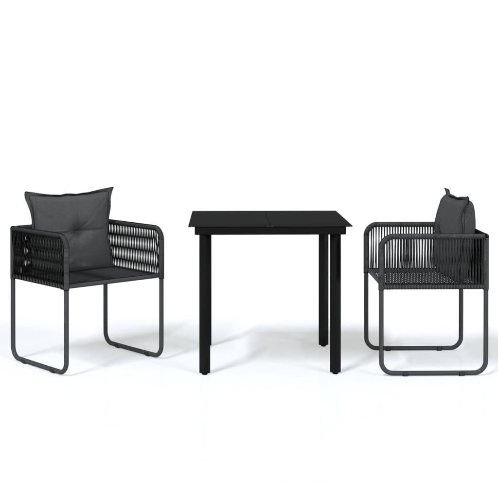 ComfortXL - Ensemble Repas de Jardin 2 Personnes Table Verre Acier Noir – ComfortXL Outdoor Living - Image 2