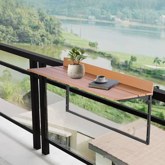 VEVOR Table suspendue balcon 1000x485x480 mm, pliante, réglable 5 niveaux. Pour garde-corps, terrasse. - Image 8