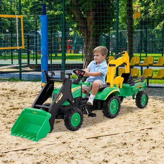 Costway - 3 en 1 Tractopelle Enfant avec Pelle et Remorque Amovible, Tracteur Enfants - Image 8