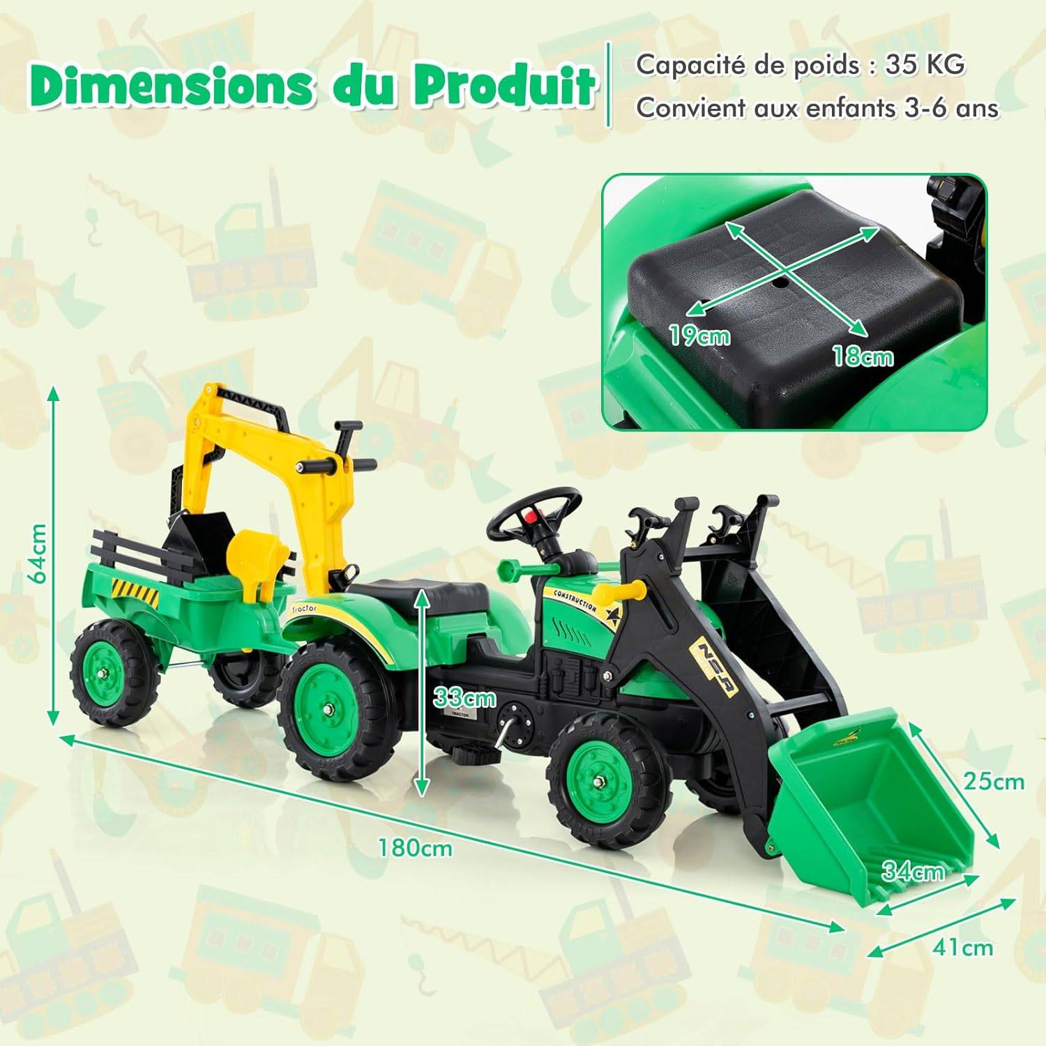 Théorème – Tracteur Sur Chenilles Avec Remorque – Motorisation à Embrayage – Dès 3 Ans – Sans Piles