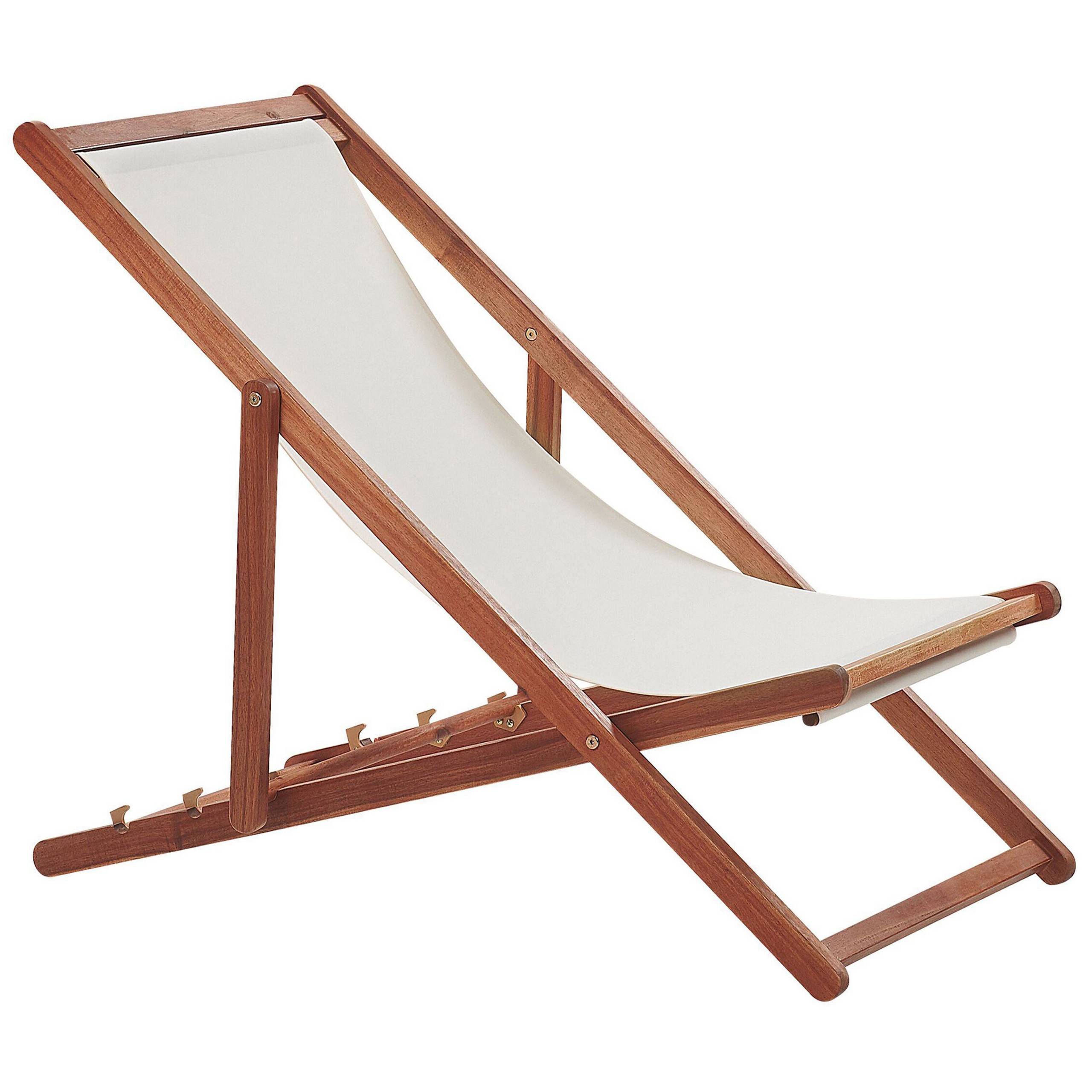 Beliani - 2 Transats Chaises Chiliennes Pliantes et Réglables en Bois d'Acacia Foncé et Tissu Jaune et Gris avec Toiles de Remplacement - Image 6