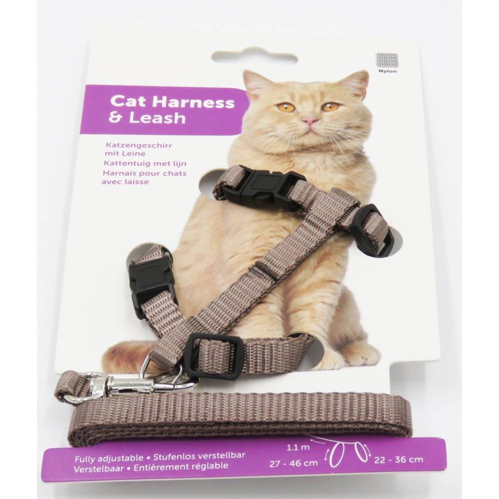 Harnais et laisse de 1,10 mètre taupe pour chat - Image 2