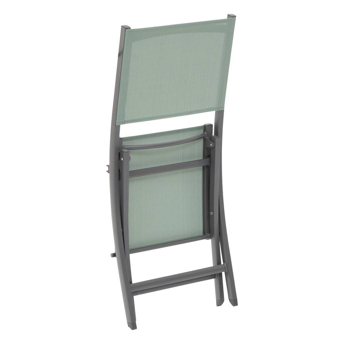 Hesperide - Lot de 4 chaises de jardin pliantes "Essentia" vert olive et graphite - Hespéride - Image 2