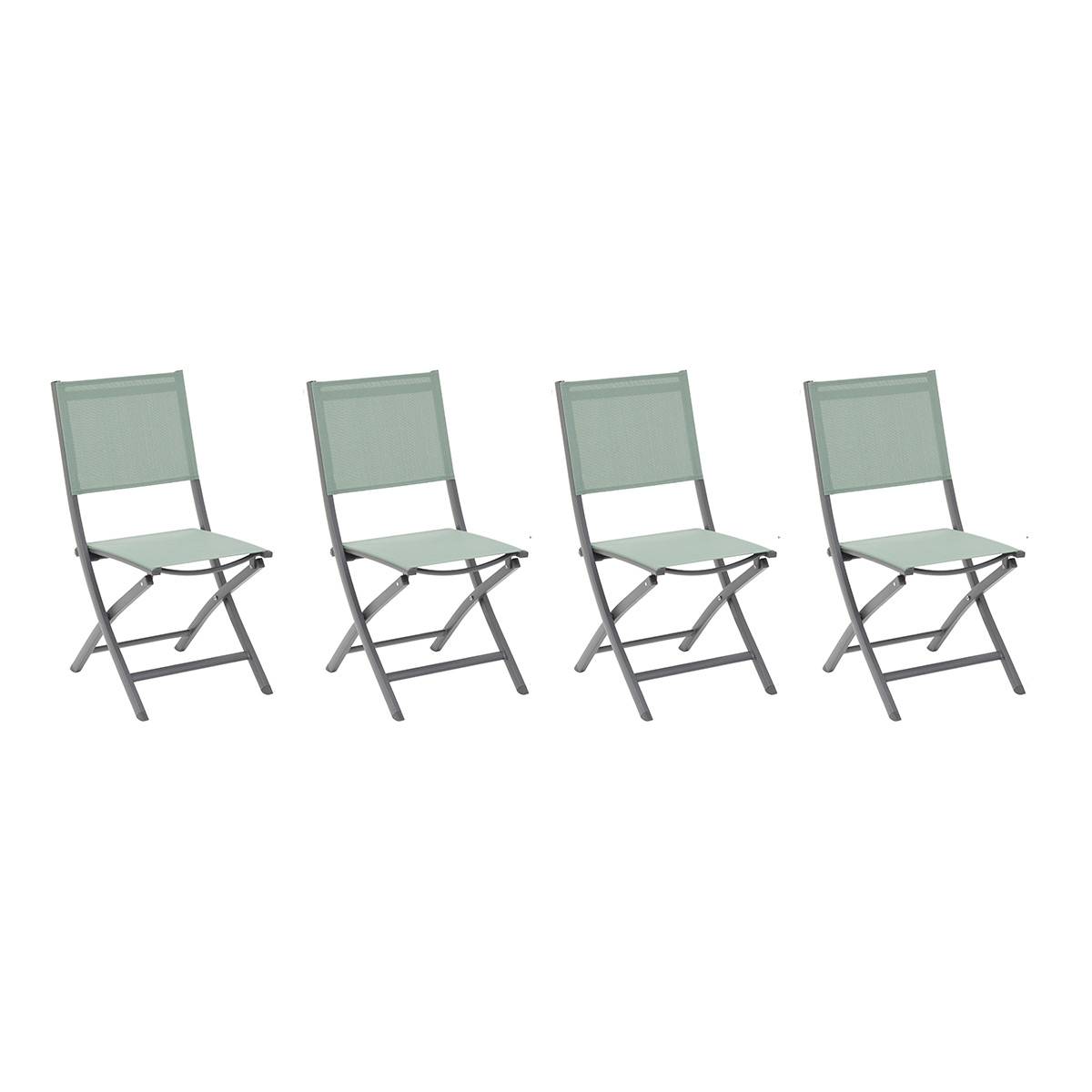 Hesperide - Lot de 4 chaises de jardin pliantes "Essentia" vert olive et graphite - Hespéride