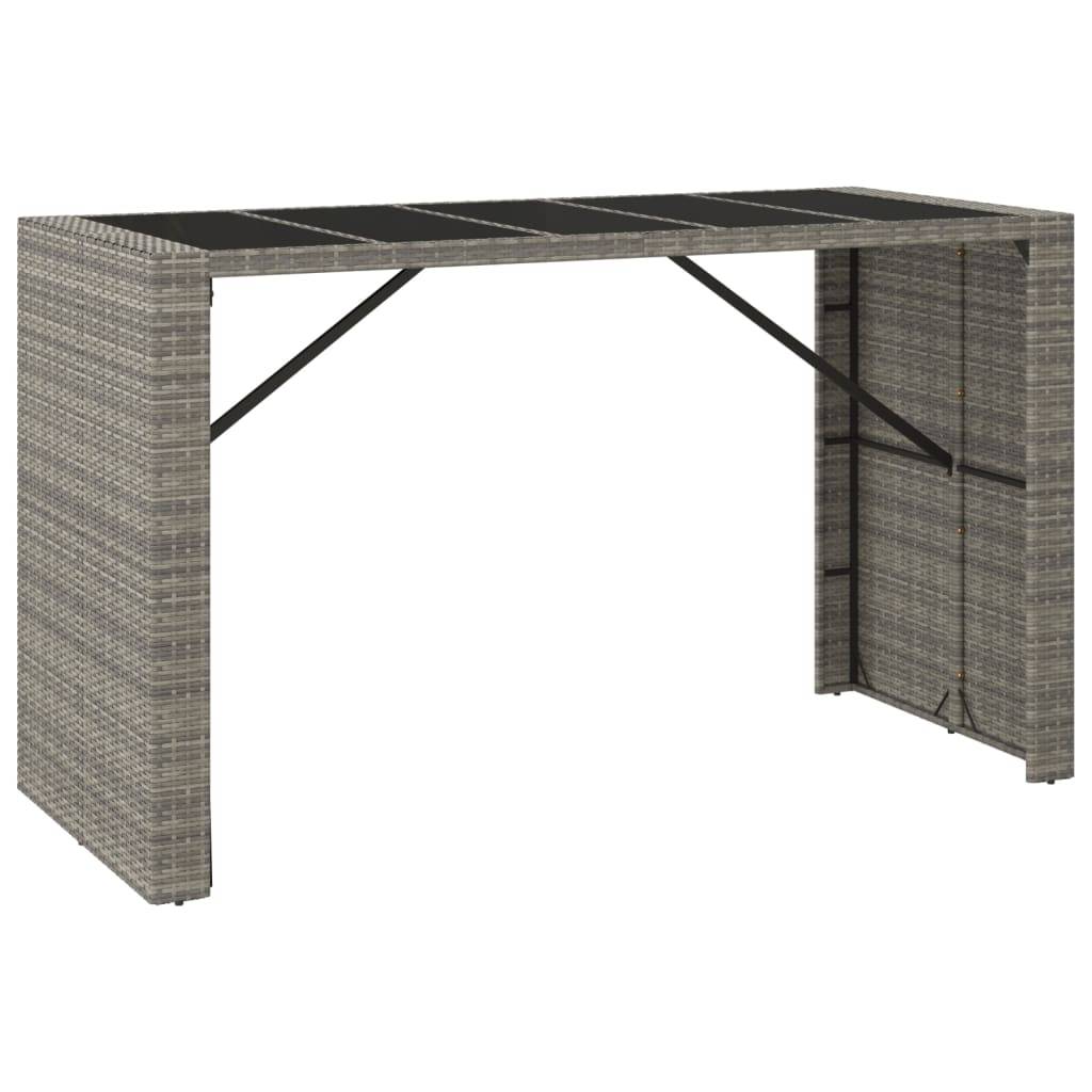 Helloshop26 - Ensemble de bar de jardin meuble extérieur terrasse 9 pièces gris poly rotin/bois massif acacia - Image 3
