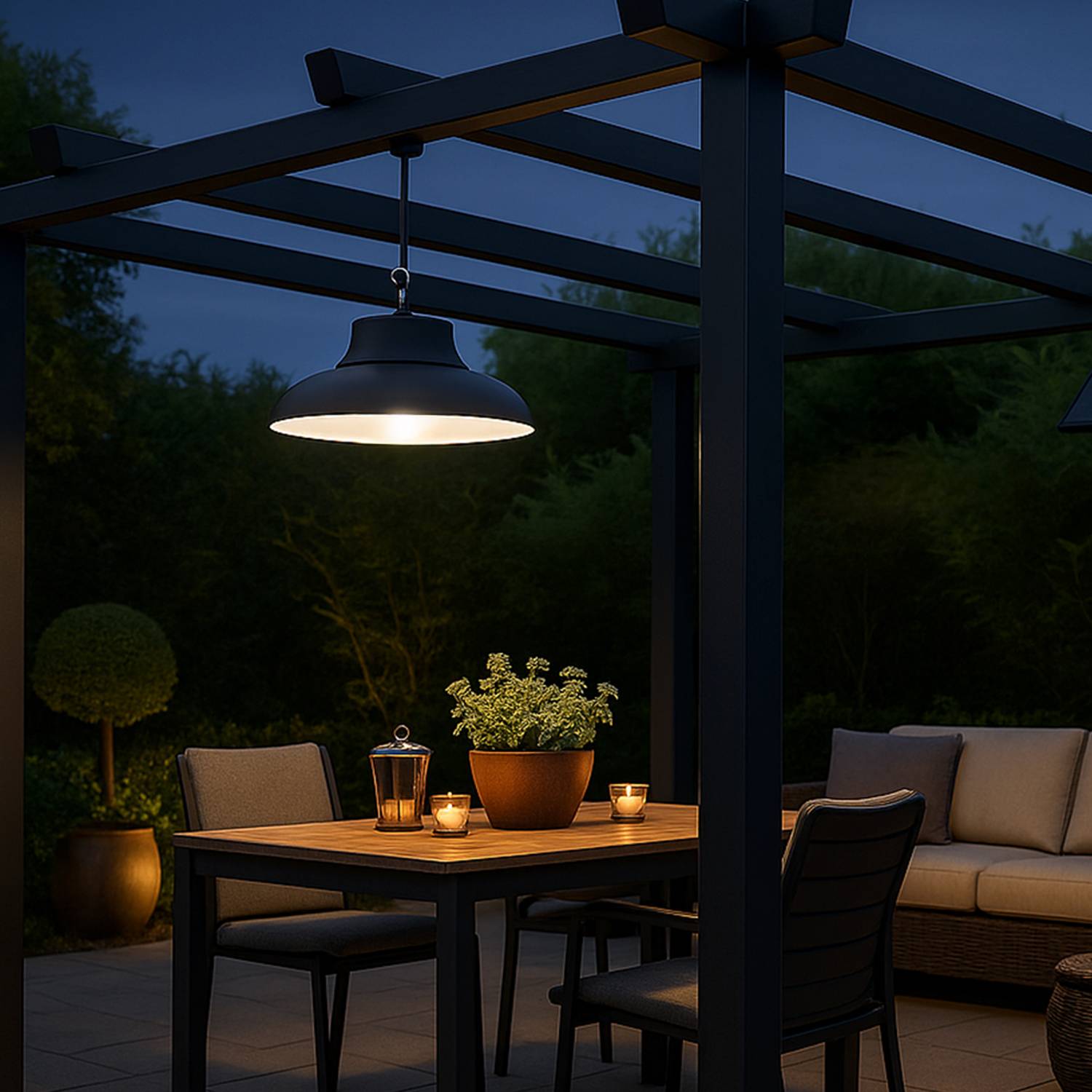 Lampe Solaire Suspendue 500LM IP65 - Éclairage Réglable 3000K, 4000K, 6000K - Terrasse, Pergola, Jardin - Groupe DDC - Image 1