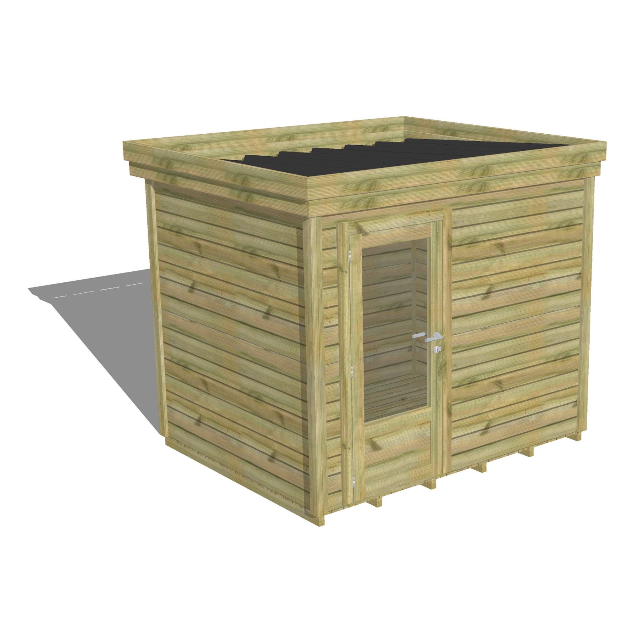 Abri Français - ABRI DE JARDIN bois autoclave 27mm - 2,64x2,14m / 6m2 - Bac acier - Plancher bois - Image 1