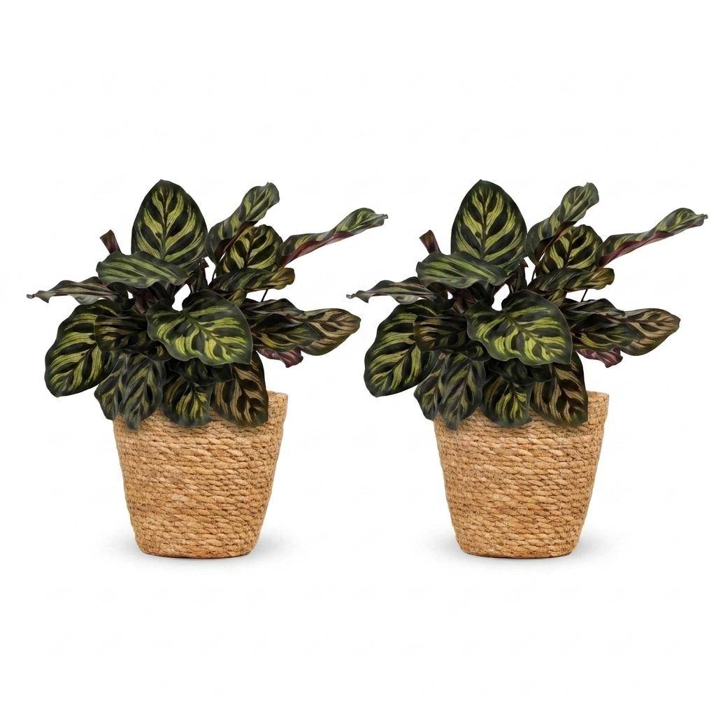 Calathea Makoyana - Plante Paon - Pot de 12cm - Hauteur 25cm - 2 plantes - Panier - Plantes d'intérieur - Image 2