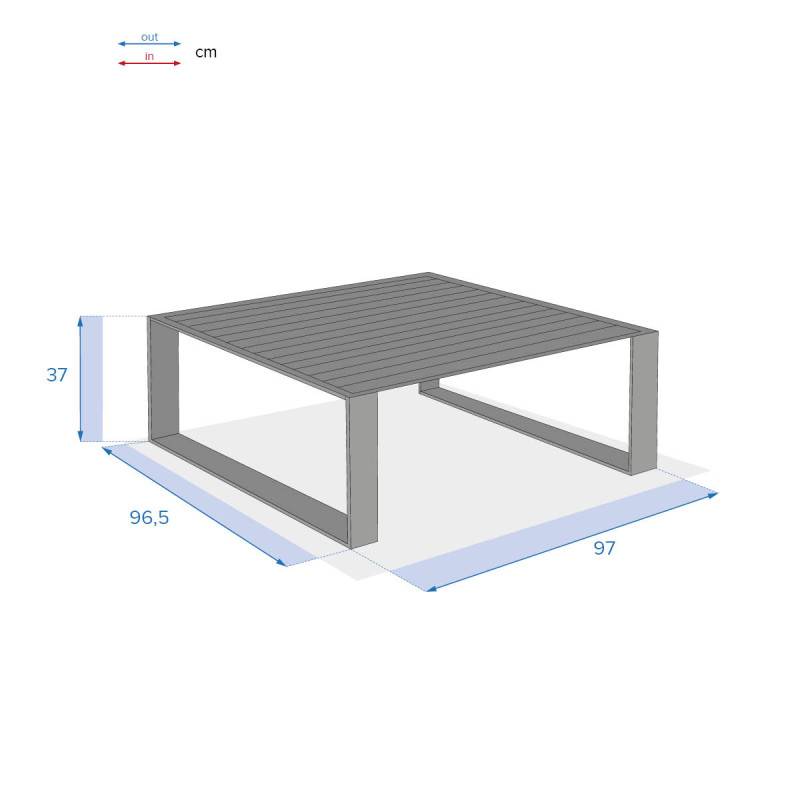 Hesperide - Table basse de jardin carrée "Allure" graphite 97x97x37cm en aluminium traité époxy - Hespéride - Image 3