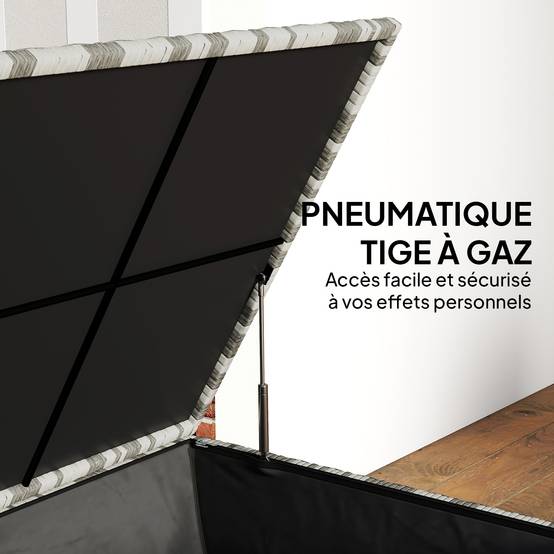 Coffre de rangement jardin résine tressée terrasse grande capacité 650L gris sur roues - ComfortXL Outdoor Living - Image 9