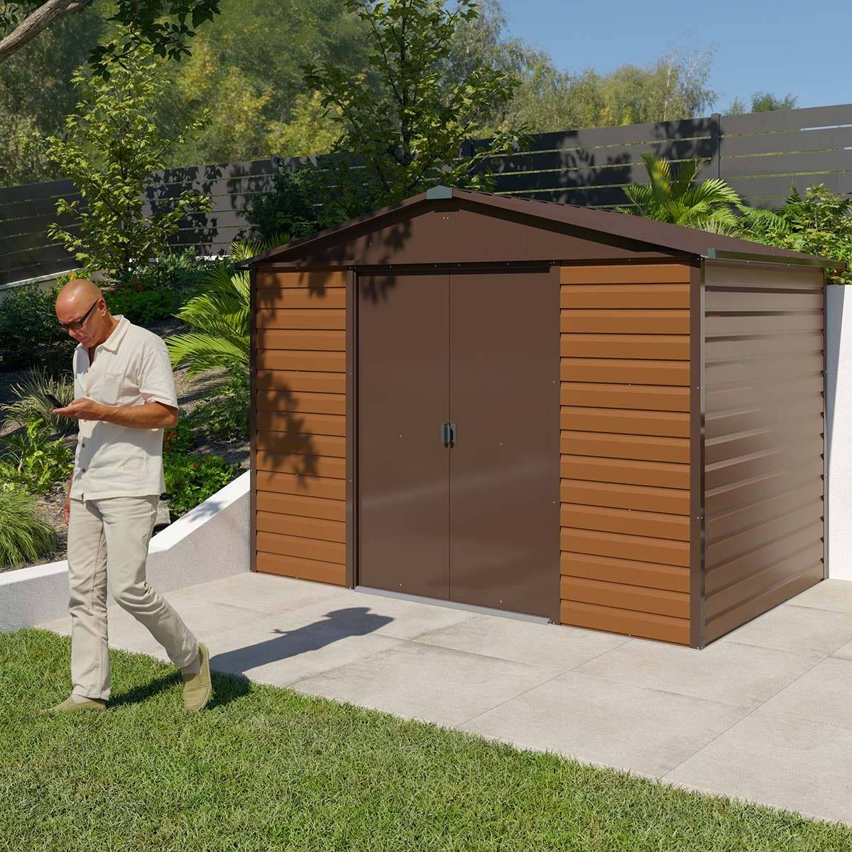 Yardmaster - Abri de jardin métal imitation bois 5,30 m2 Yardmaster + kit d'ancrage - Image 3