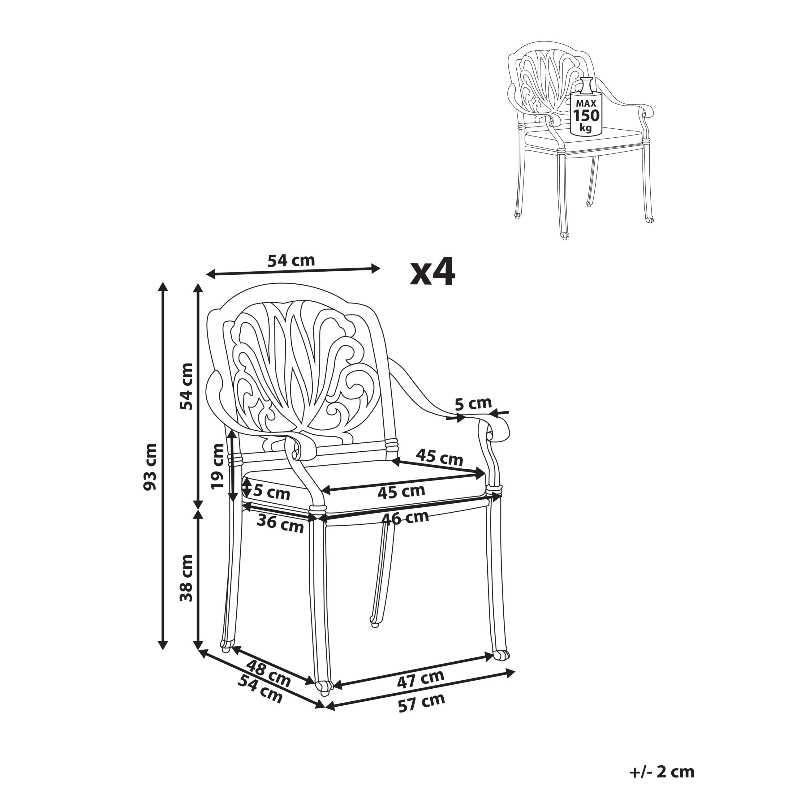 Beliani - Chaise de jardin Aluminium Marron foncé ANCONA - Beliani - Image 2