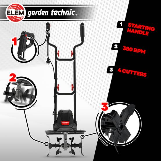 Elem Garden Technic - Motobineuse électrique 1050W - 4 fraises - 36cm - Elem Garden - Image 3