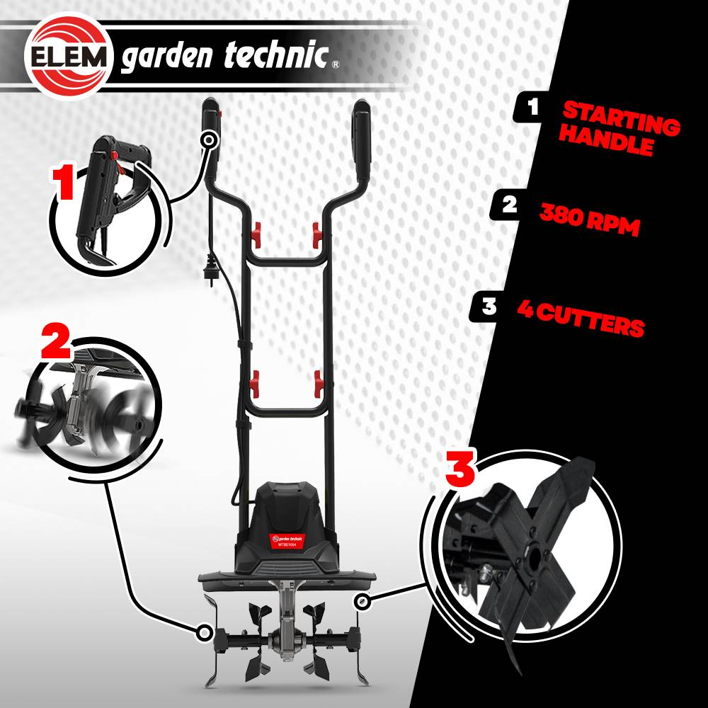 Elem Garden Technic - Motobineuse électrique 1050W - 4 fraises - 36cm - Elem Garden - Image 3
