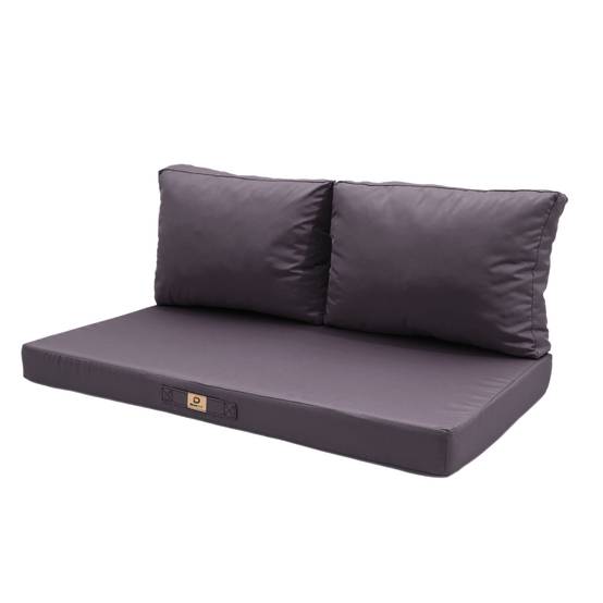 Coussins pour salon de jardin déhoussable 120x60cm Gris carbone - Déco arts - Image 1