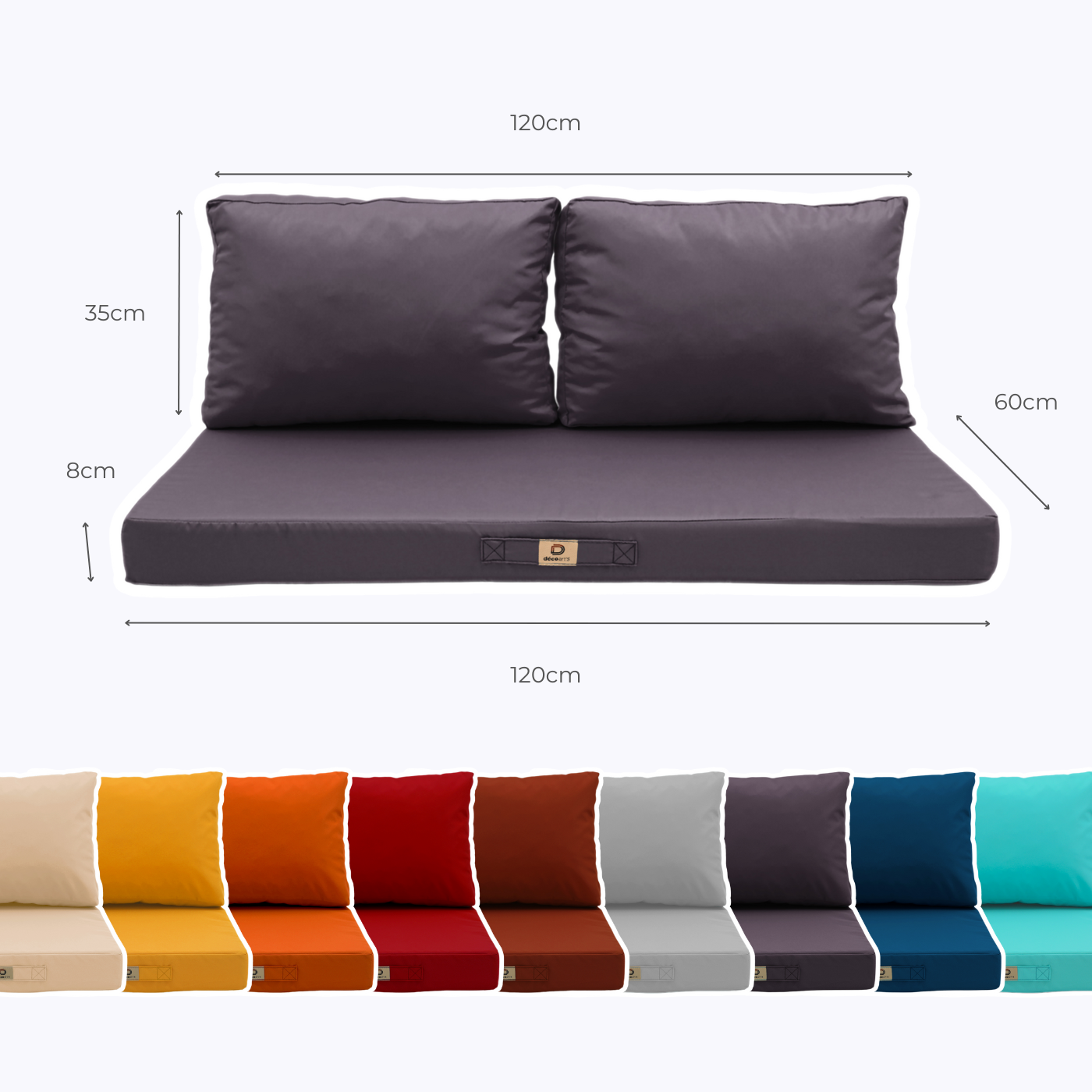 Coussins pour salon de jardin déhoussable 120x60cm Gris carbone - Déco arts - Image 5