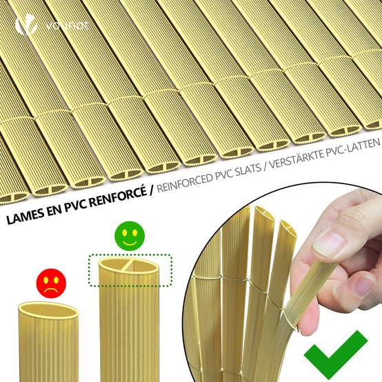 Canisse PVC brise vue ultra renforce avec attaches de fixation 80x500cm beige - Image 2