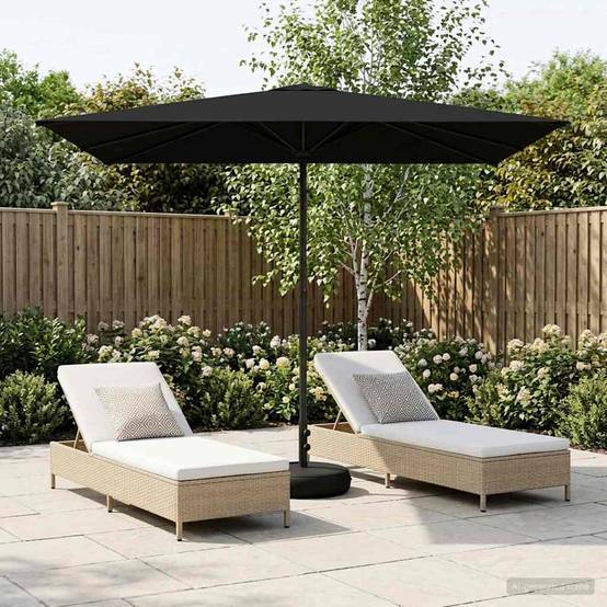 Parasol de jardin polyester noir 290 x 190 x 228 cm - PANGIVO - Image 1