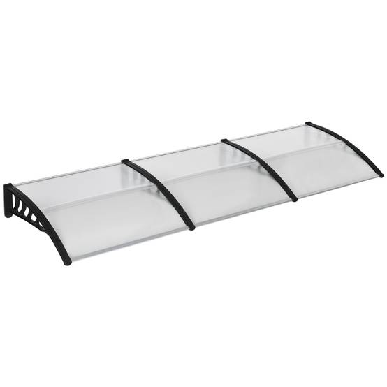 Auvent Porte Polycarbonate et Aluminium Protection Pluie et UV Fixation Murale 303x96cm Noir - ComfortXL Outdoor Living - Image 2