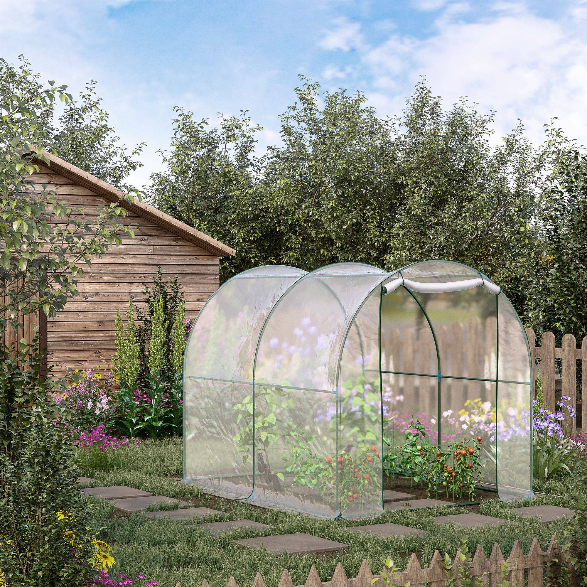 ComfortXL - Serre tunnel jardin PVC transparent acier 2 x 2,5 x 2 m pour potager protection hiver - ComfortXL Outdoor Living - Image 4