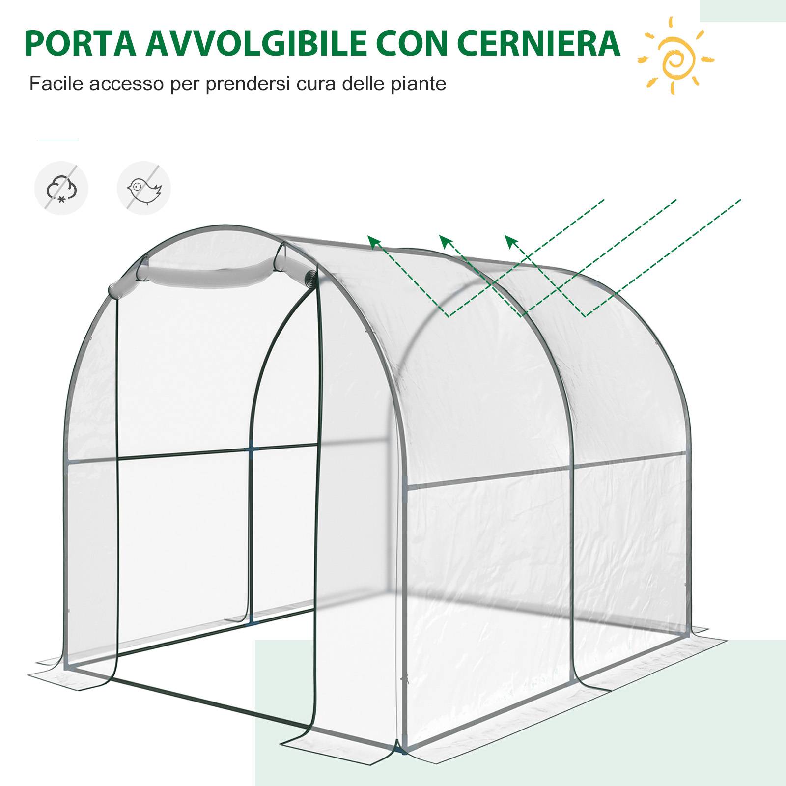 ComfortXL - Serre tunnel jardin PVC transparent acier 2 x 2,5 x 2 m pour potager protection hiver - ComfortXL Outdoor Living - Image 6