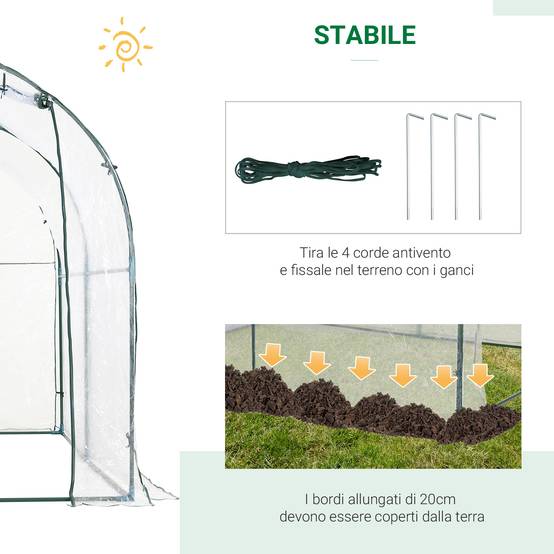 ComfortXL - Serre tunnel jardin PVC transparent acier 2 x 2,5 x 2 m pour potager protection hiver - ComfortXL Outdoor Living - Image 7