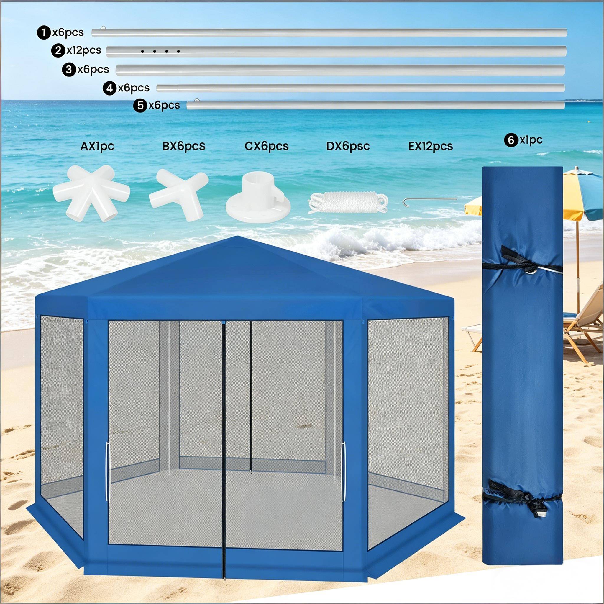 Kiosque portable pour fêtes avec fermeture éclair, structure complète pour extérieur - Image 8