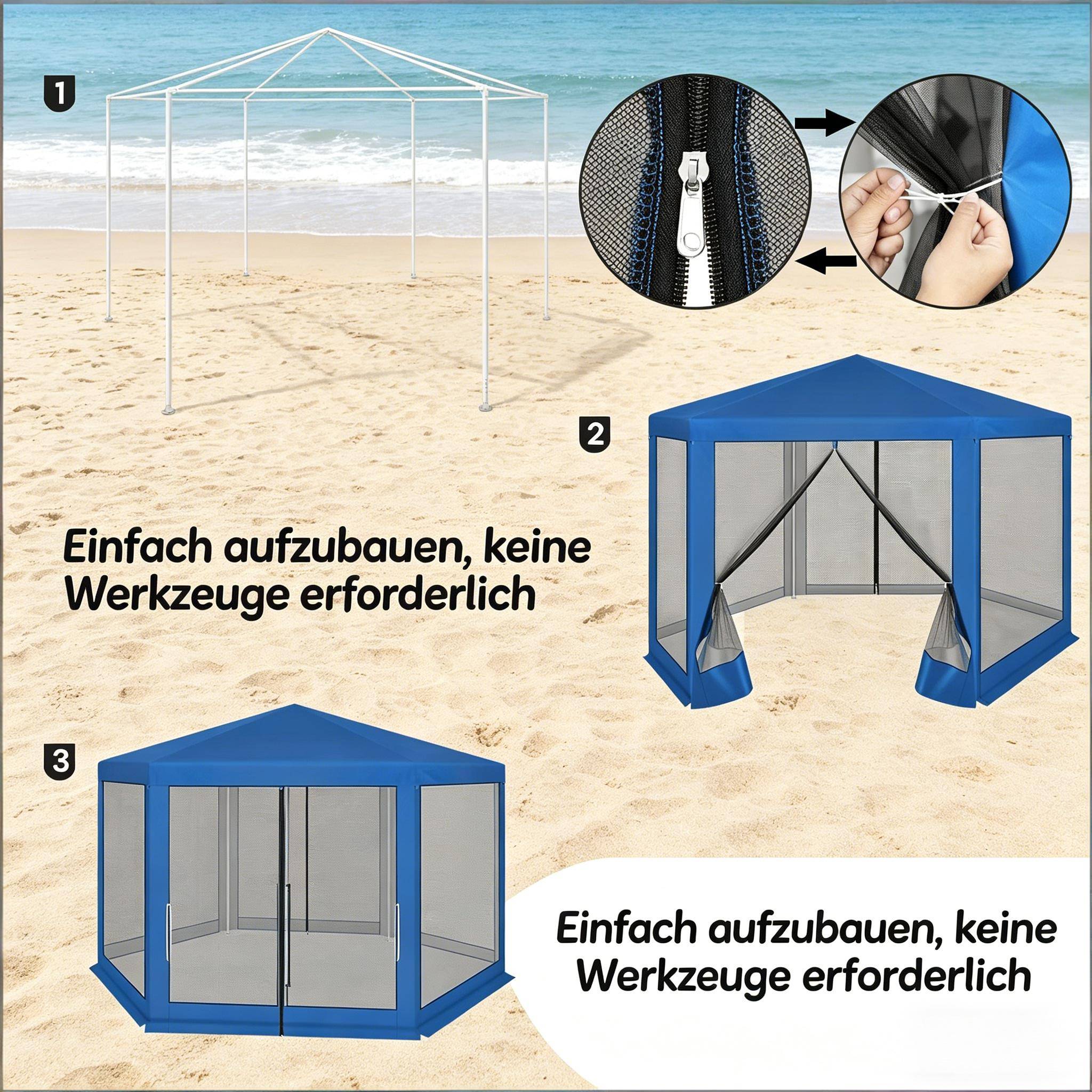 Kiosque portable pour fêtes avec fermeture éclair, structure complète pour extérieur - Image 6