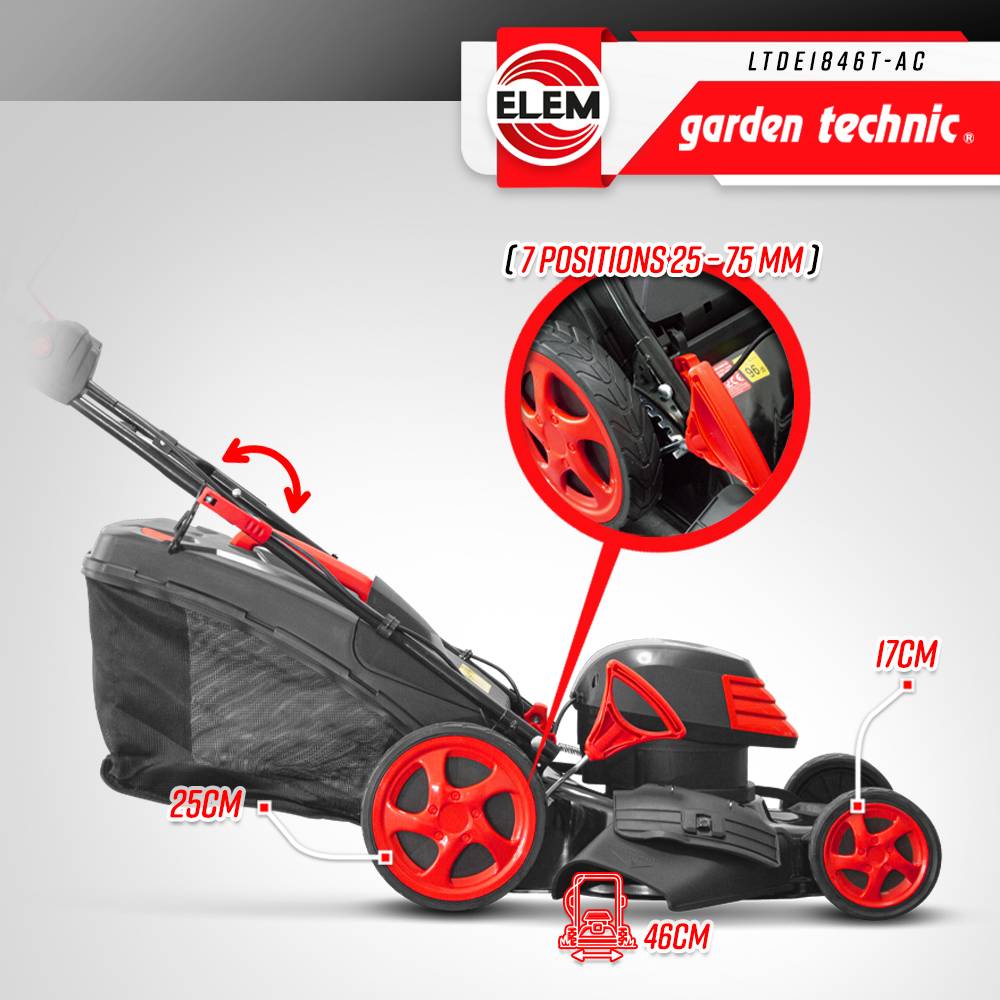 Elem Garden Technic - Tondeuse à gazon électrique tractée 1800W - 46CM avec carter en acier - Elem Garden - Image 3