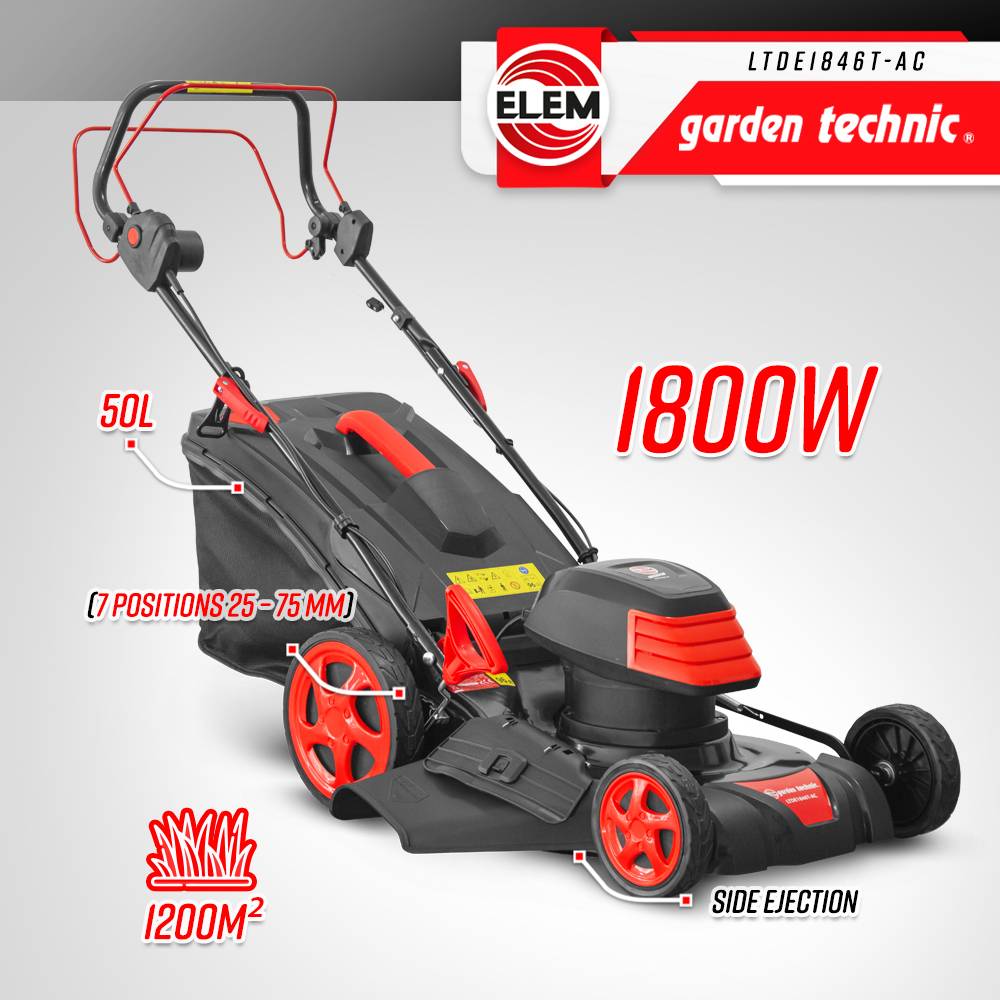 Elem Garden Technic - Tondeuse à gazon électrique tractée 1800W - 46CM avec carter en acier - Elem Garden - Image 2