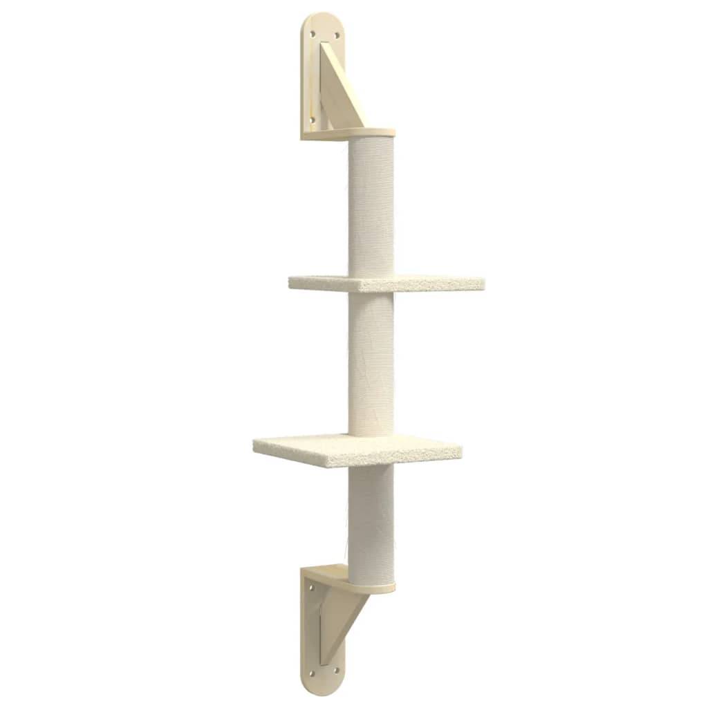 Arbre à chat mural bois et sisal crème 50 x 30 x 108 cm - PANGIVO - Image 2