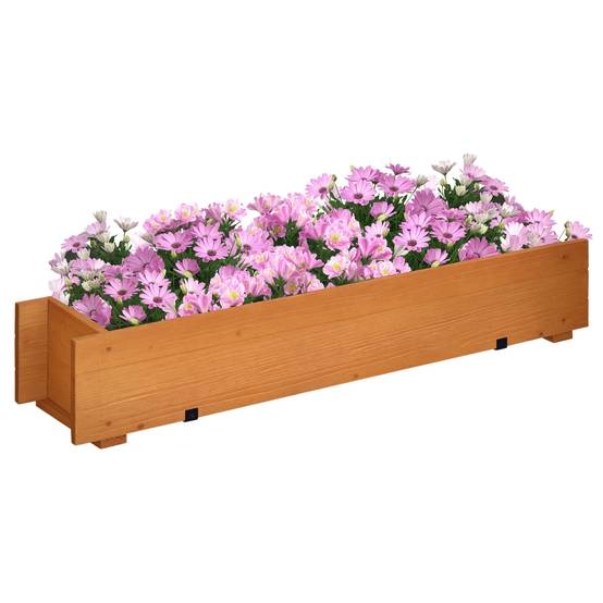 Jardinière balcon suspendue bois pin extérieur décoration florale 91x18x16cm marron - ComfortXL Outdoor Living - Image 1