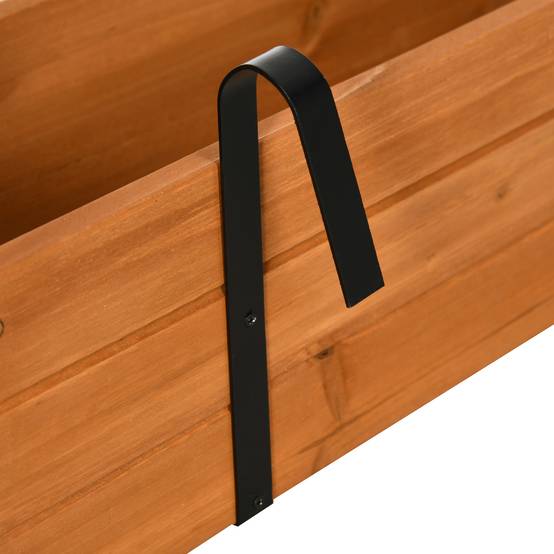Jardinière balcon suspendue bois pin extérieur décoration florale 91x18x16cm marron - ComfortXL Outdoor Living - Image 9