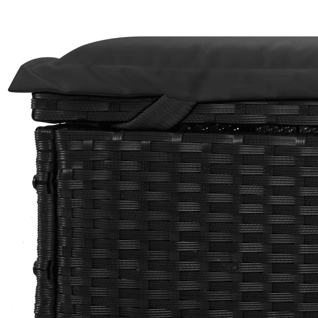 Maison Chic - Bain de soleil - transat avec coussin noir 201x55x62cm résine tressée - Meuble Pro - Image 9